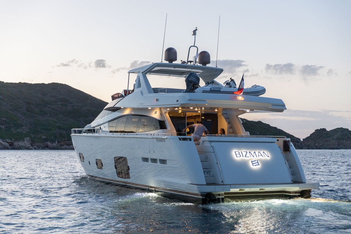 yacht Bizman at night